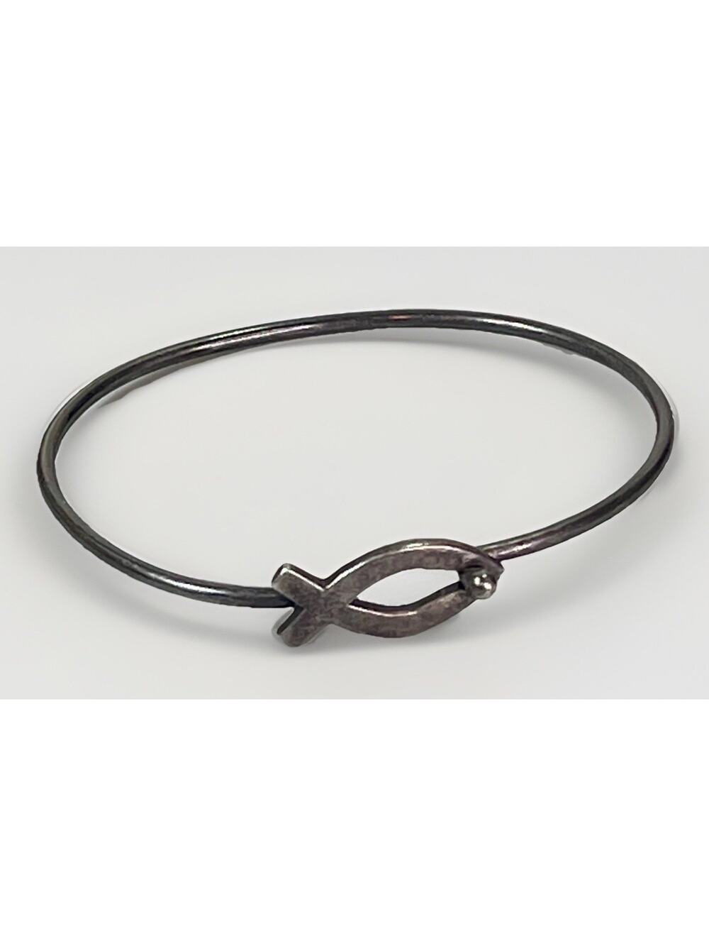 James Avery Retired Ichthus Fish Hook-On Bangle Bracelet Sterling Silver